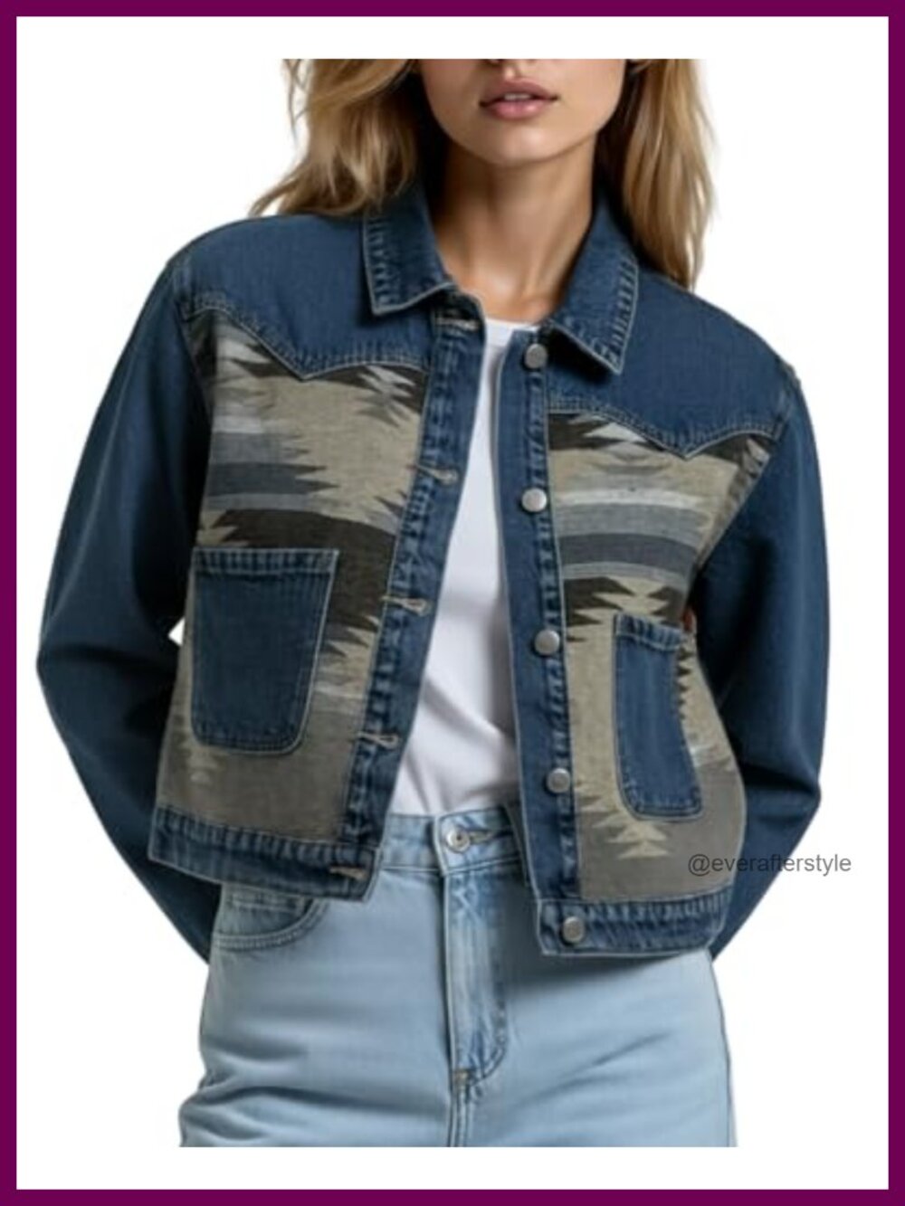 Women's Cropped Denim Jacket Button Down Long Sleeve Jean Jacket